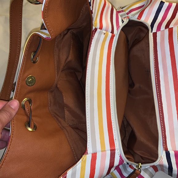 Liz Claiborne tassel striped leather bag